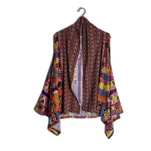 Soft Surroundings Womens one size Boho Open Front Drape Vest abstract Aztec
